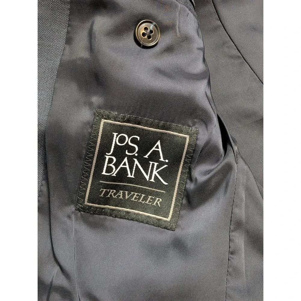 Jos A Bank Traveler Men's Blazer 38L Charcoal Wool Slim Fit Suit Jacket Formal